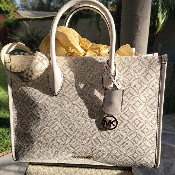 Michael Kors Mirella Med Tote Bag & Jet Set Travel Lrg Double-Zip Wristlet "NWT" - Picture 2 of 6